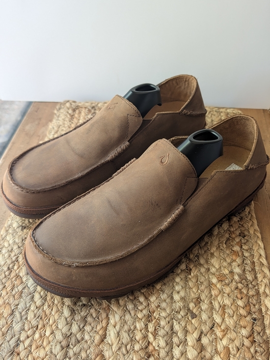 OluKai Men’s Moloa Light Brown Leather Slip-On Loafers main image 10